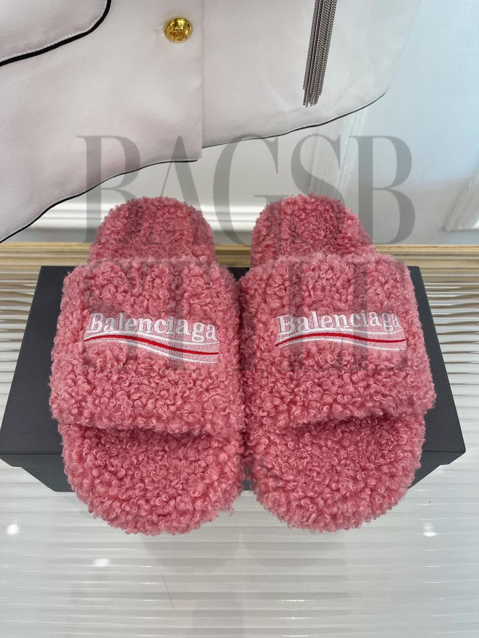 balenciaga Furry Slide Sandal