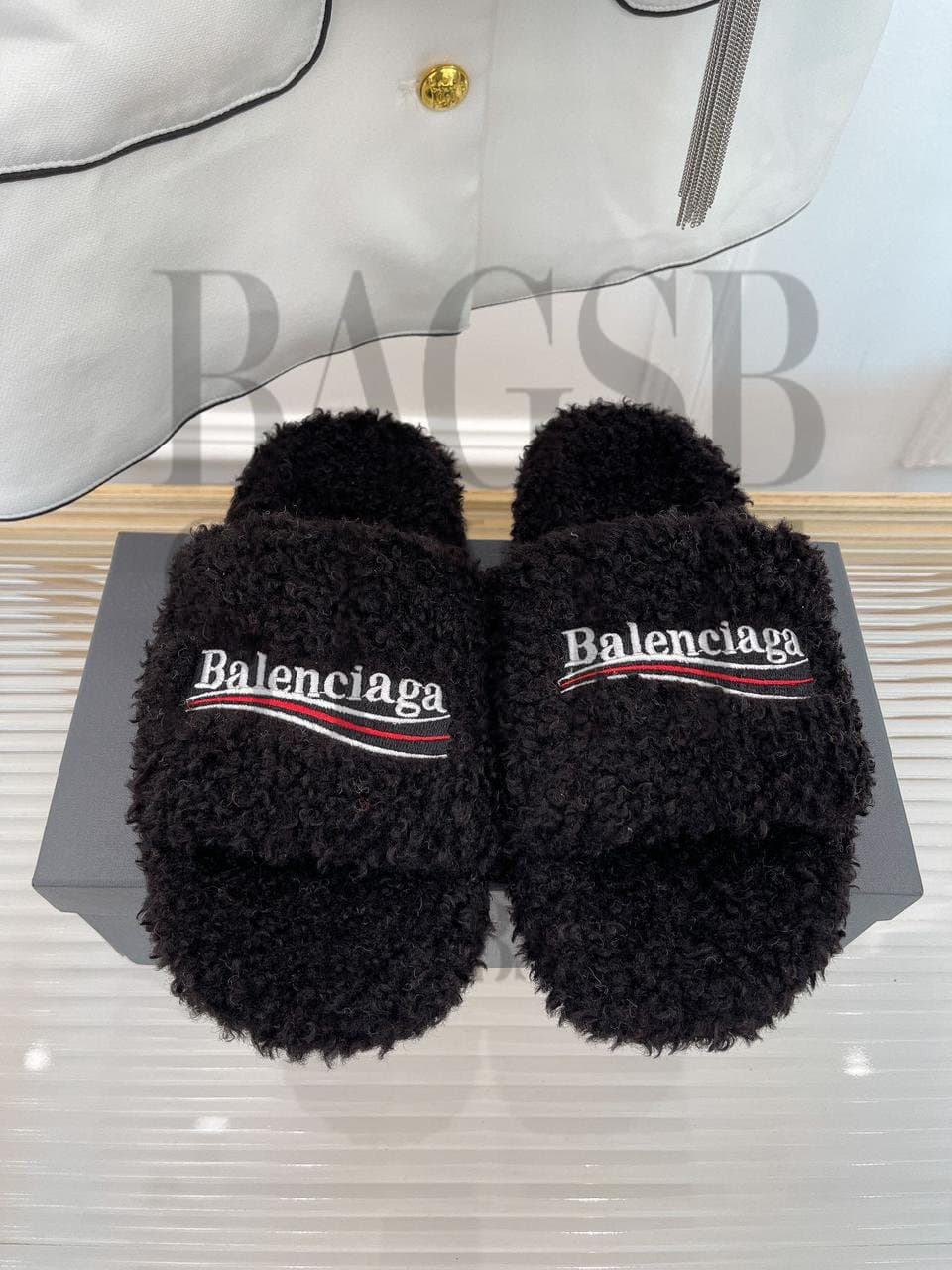 balenciaga Furry Slide Sandal