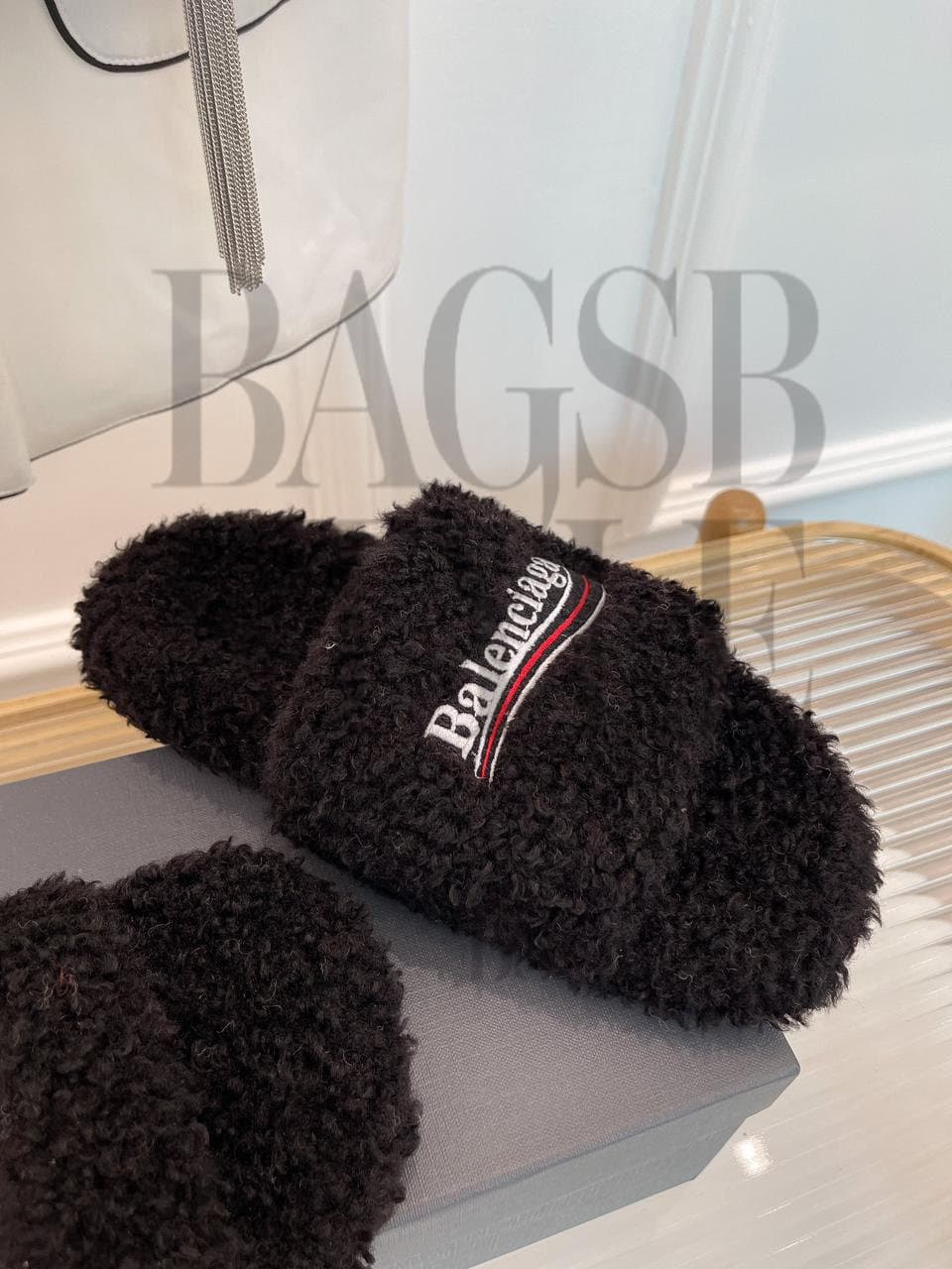 balenciaga Furry Slide Sandal
