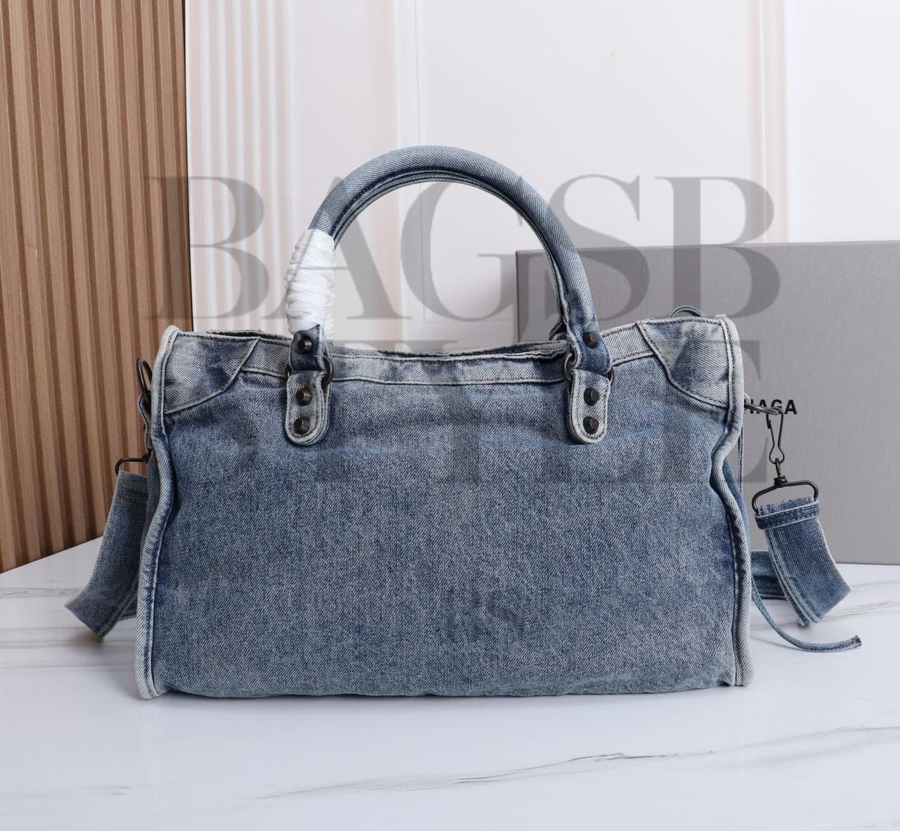 BALENCIAGA MEDIUM LE CITY DENIM SATCHEL 8348667 (37*23.4*15cm) — Bags