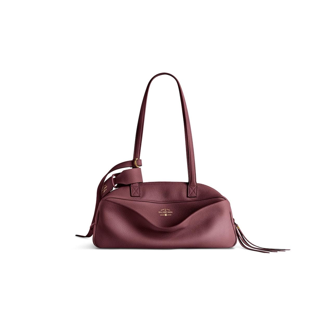 BALENCIAGA SMALL LEATHER CARRIE BOWLING TOP-HANDLE BAG 8329202 (31*12*12cm) — Bags