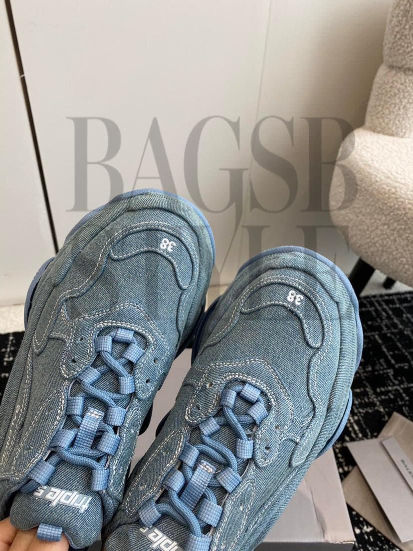 balenciaga Triple S Denim Sneakers