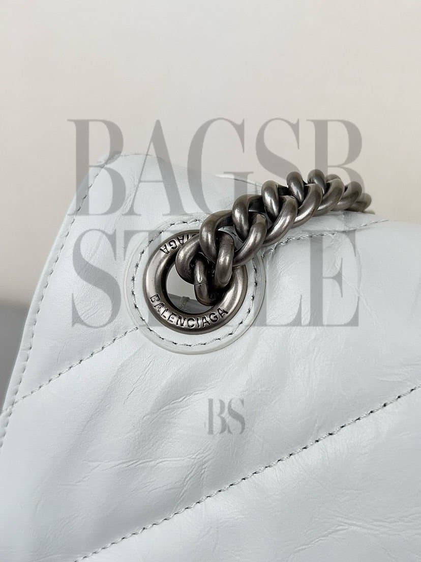 BALENCIAGA WOMEN'S CRUSH CHAIN BAG MINI IN WHITE 736016210J09001 (21.8*9.9*4.8cm) — Bags