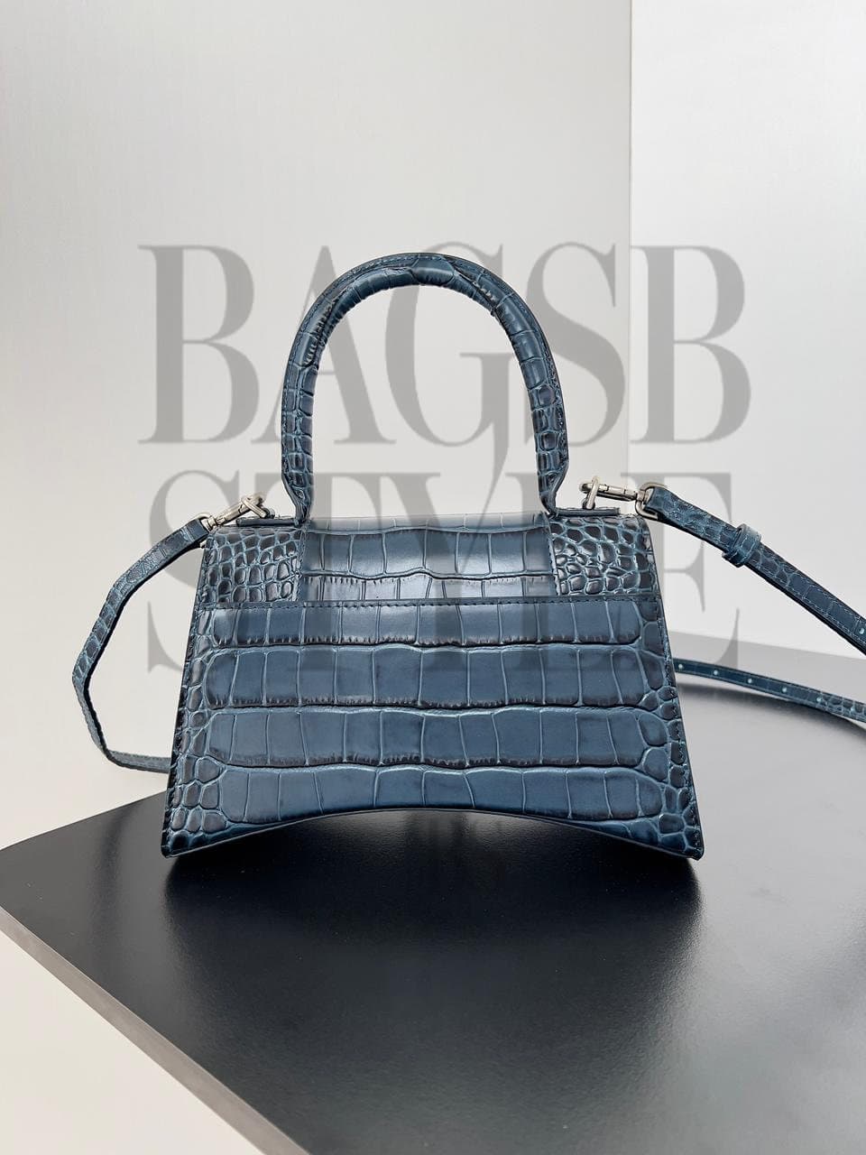 BALENCIAGA WOMEN'S HOURGLASS HANDBAG SMALL IN BLUE 5935461LRGM7011 (22.9*15*9.9cm) — Bags
