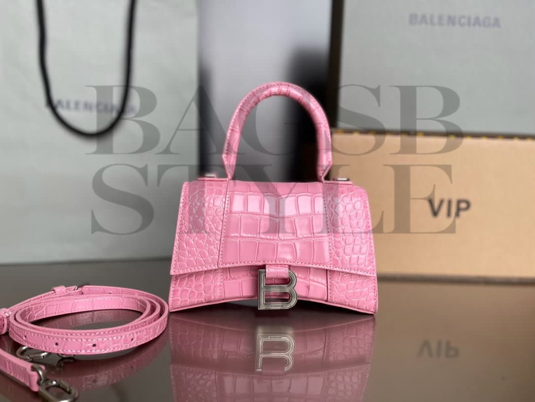 BALENCIAGA WOMEN'S HOURGLASS HANDBAG XS IN PINK 5928331LB7Y5906 (18.8*13*7.9cm) — Bags