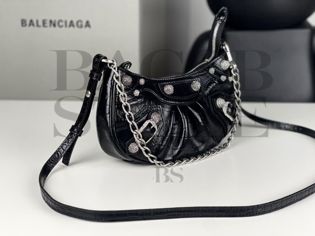 balenciaga Women’s Le Cagole Chain Bag Mini In Silver Black