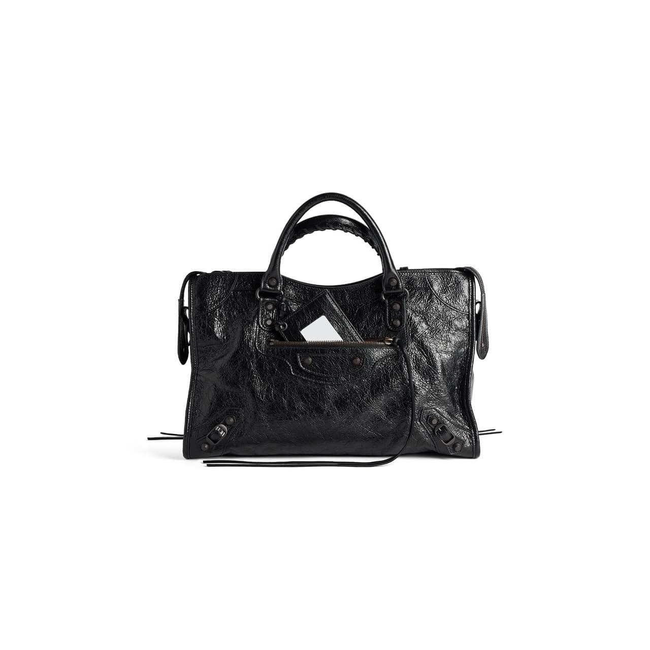 BALENCIAGA WOMEN'S LE CITY BAG MEDIUM IN BLACK ‎8657602ACFH1000 (38.5*24*15cm) — Bags