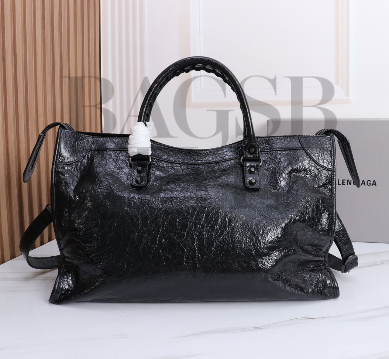 BALENCIAGA WOMEN'S LE CITY BAG MEDIUM IN BLACK ‎8657602ACFH1000 (38.5*24*15cm) — Bags