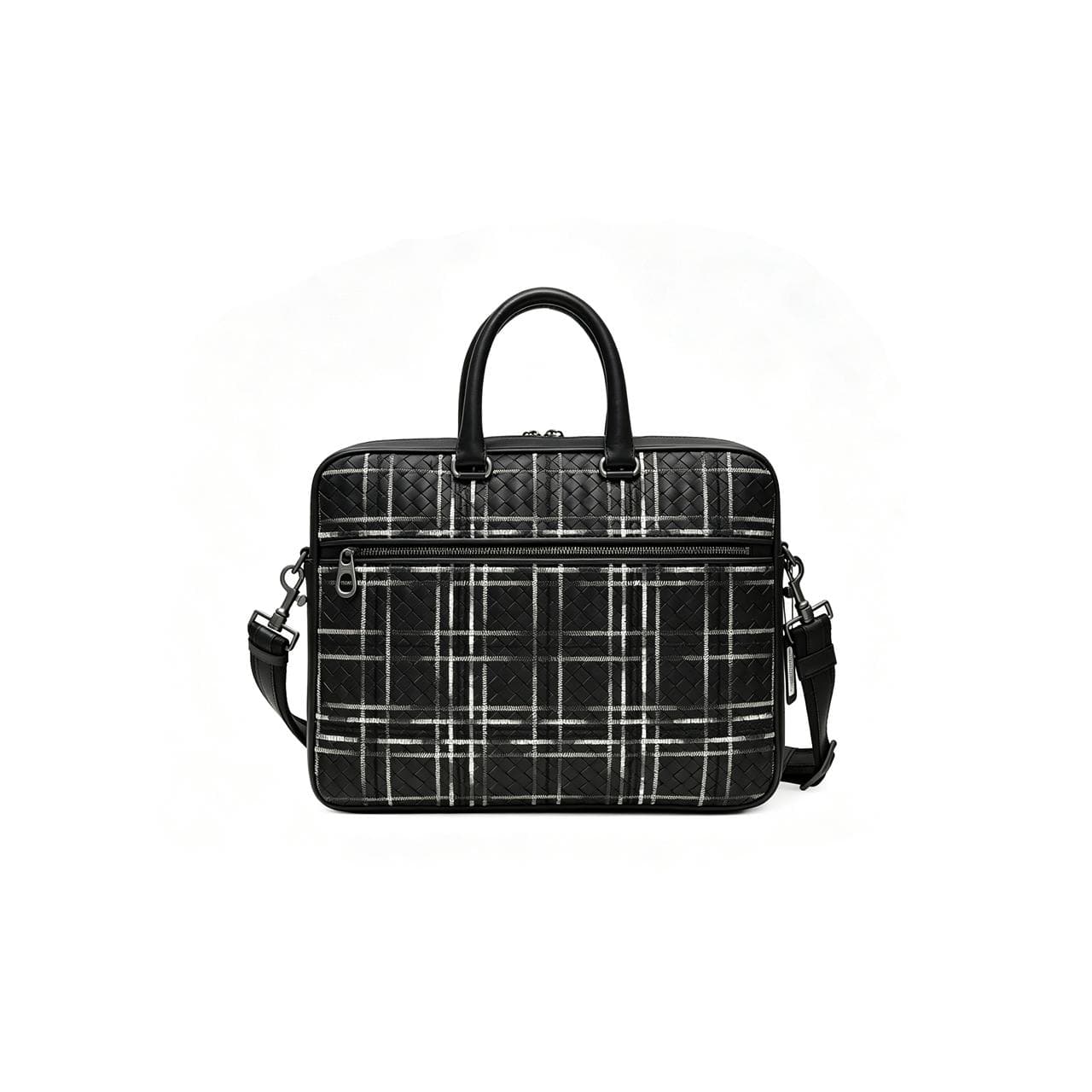 BOTTEA VENETA CHECKERED BRIEFCASE (38*30*7cm) — Bags