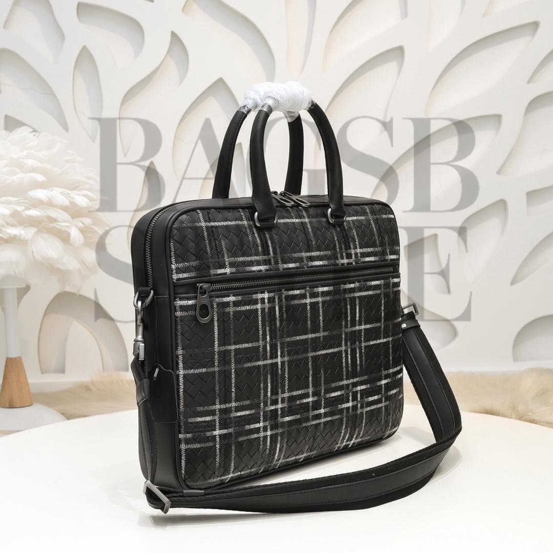 BOTTEA VENETA CHECKERED BRIEFCASE (38*30*7cm) — Bags