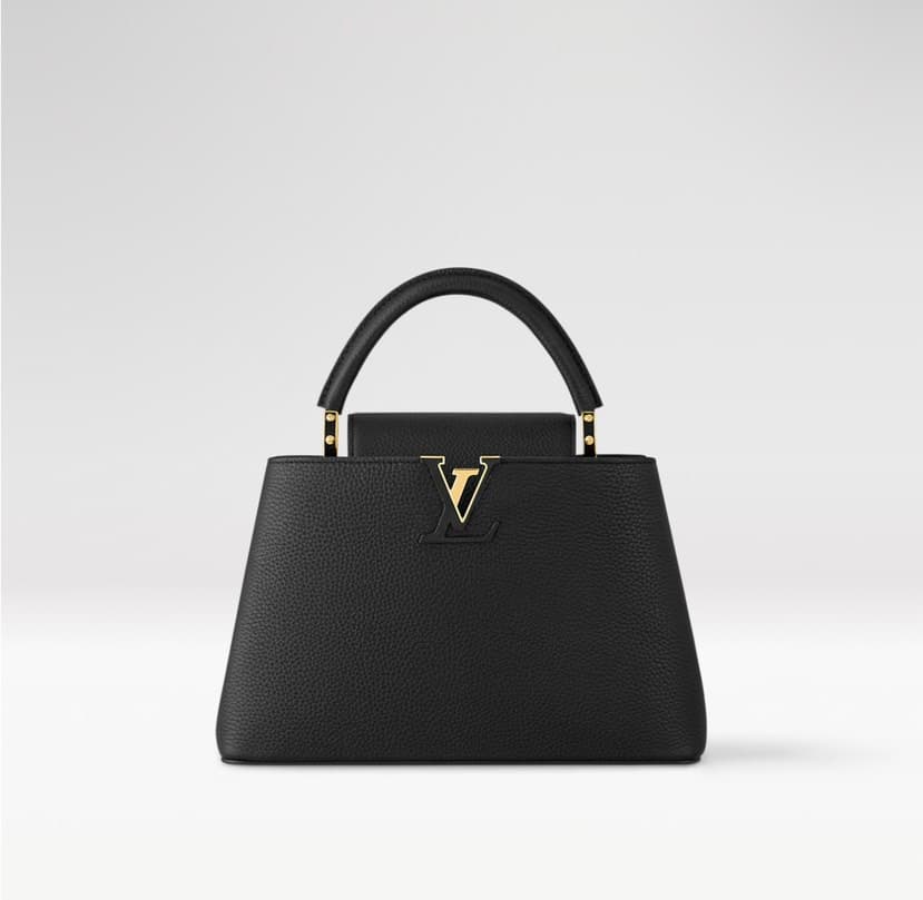 Capucines BB Black Taurillon Leather Handbag with Gold Hardware — Bags