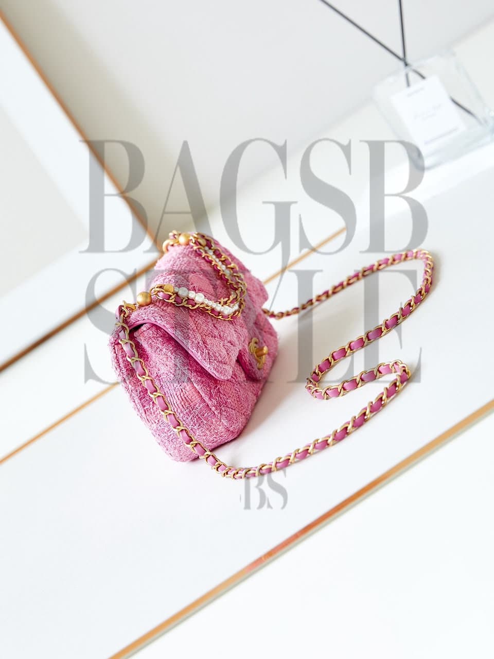 CHANEL MASTER TWEED QUILTED PEARL TWIST MINI SQUARE FLAP AS4385 (17*12.5*5cm) — Bags