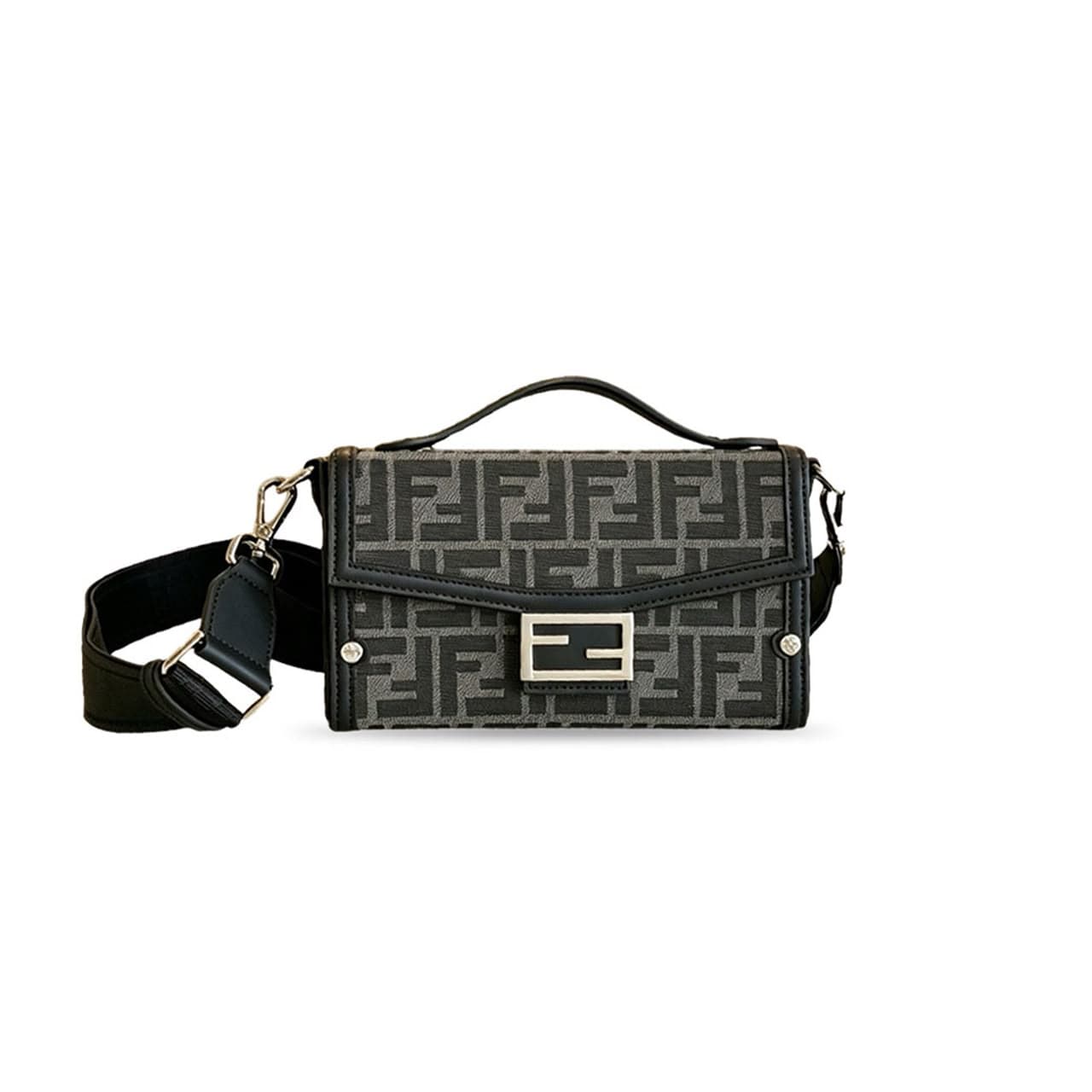 FENDI RECYCLED FABRIC JACQUARD VITELLO KING FF BAGUETTE SOFT (21.5 × 13 × 6.5 cm) — Bags