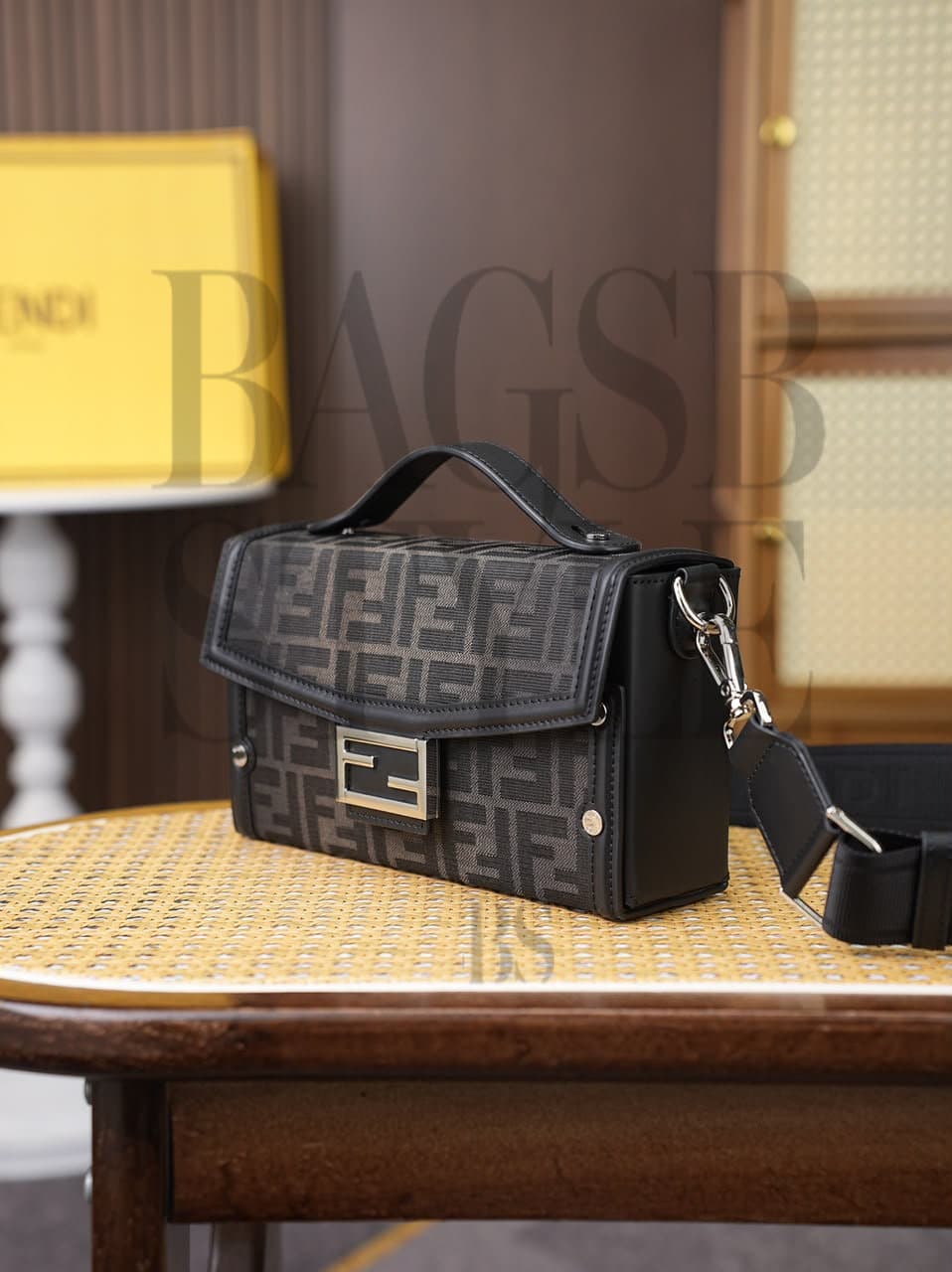 FENDI RECYCLED FABRIC JACQUARD VITELLO KING FF BAGUETTE SOFT (21.5 × 13 × 6.5 cm) — Bags