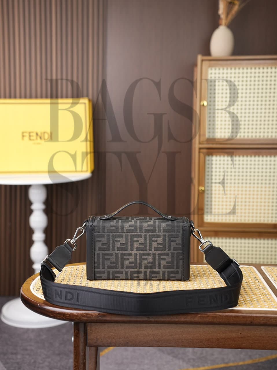 FENDI RECYCLED FABRIC JACQUARD VITELLO KING FF BAGUETTE SOFT (21.5 × 13 × 6.5 cm) — Bags