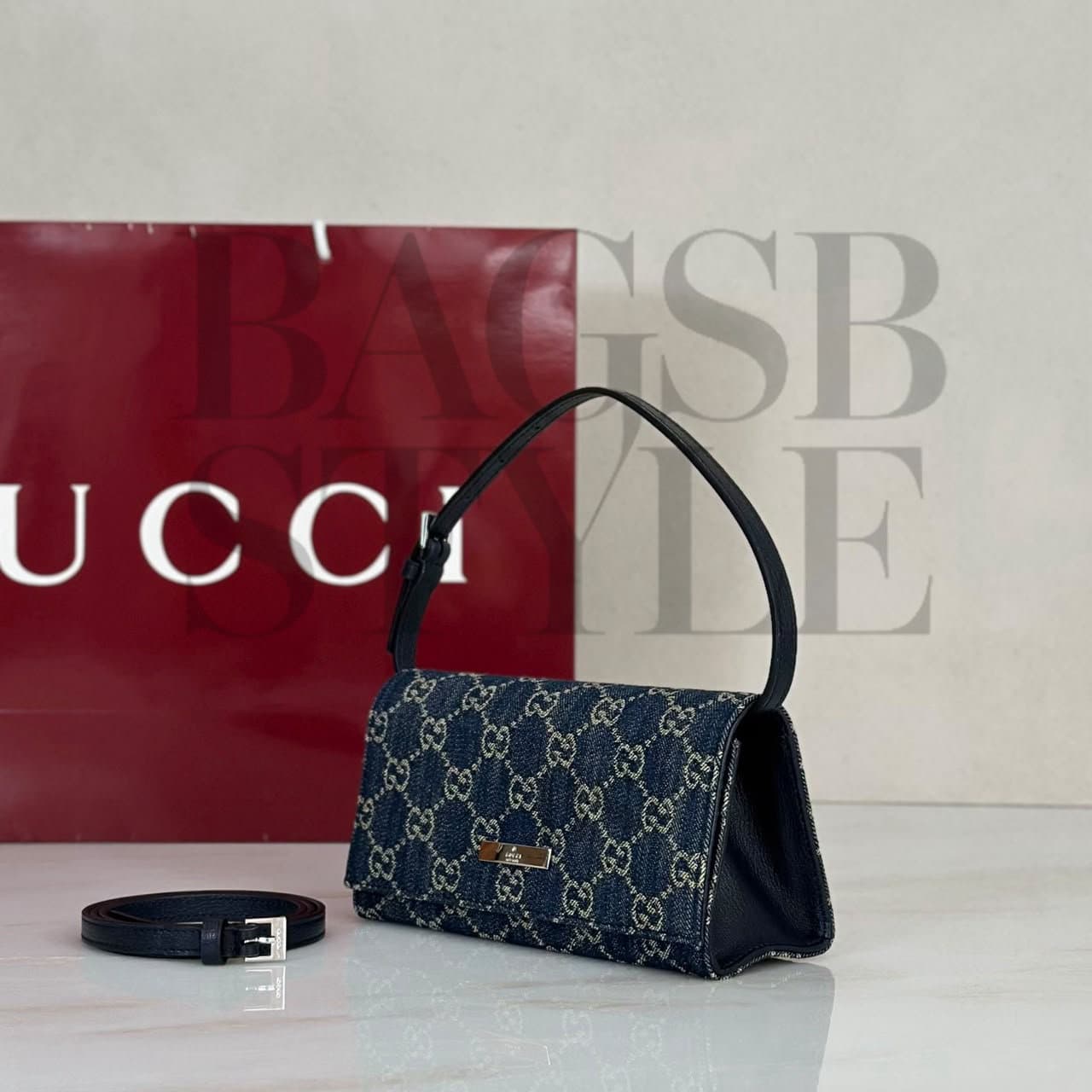 gucci Small Pouch With Strap And Gucci Plaque
