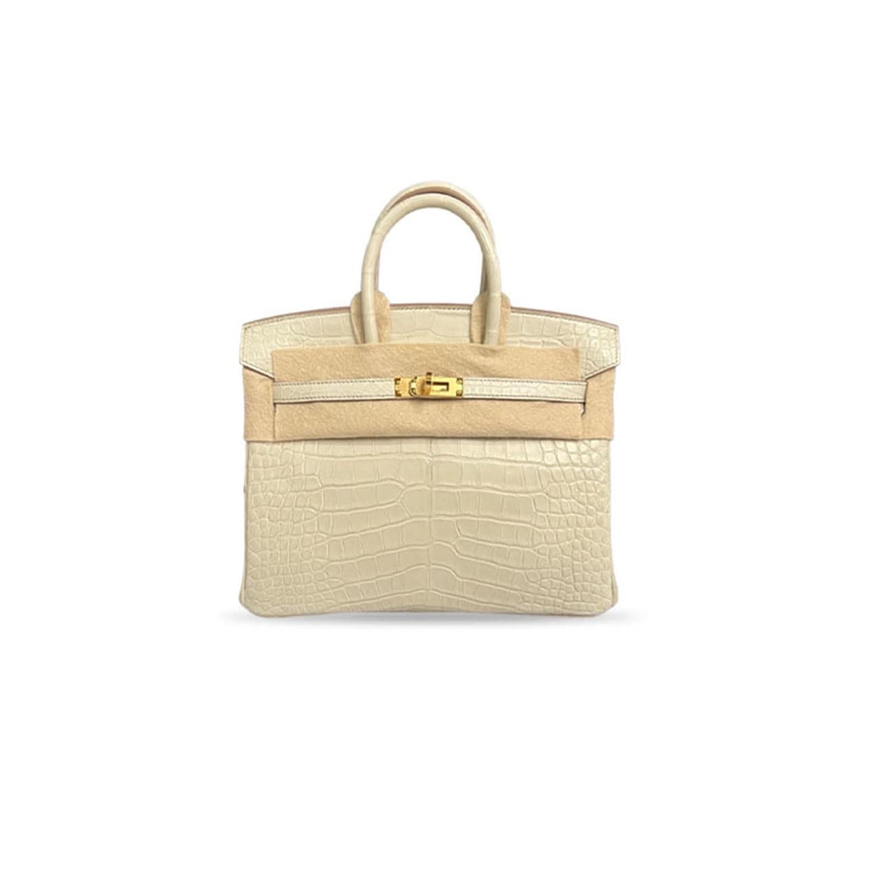 HERMÈS MASTER BIRKIN 25 SELLIER VANILLA MATTE ALLIGATOR GOLD (25*20*13cm) — Bags