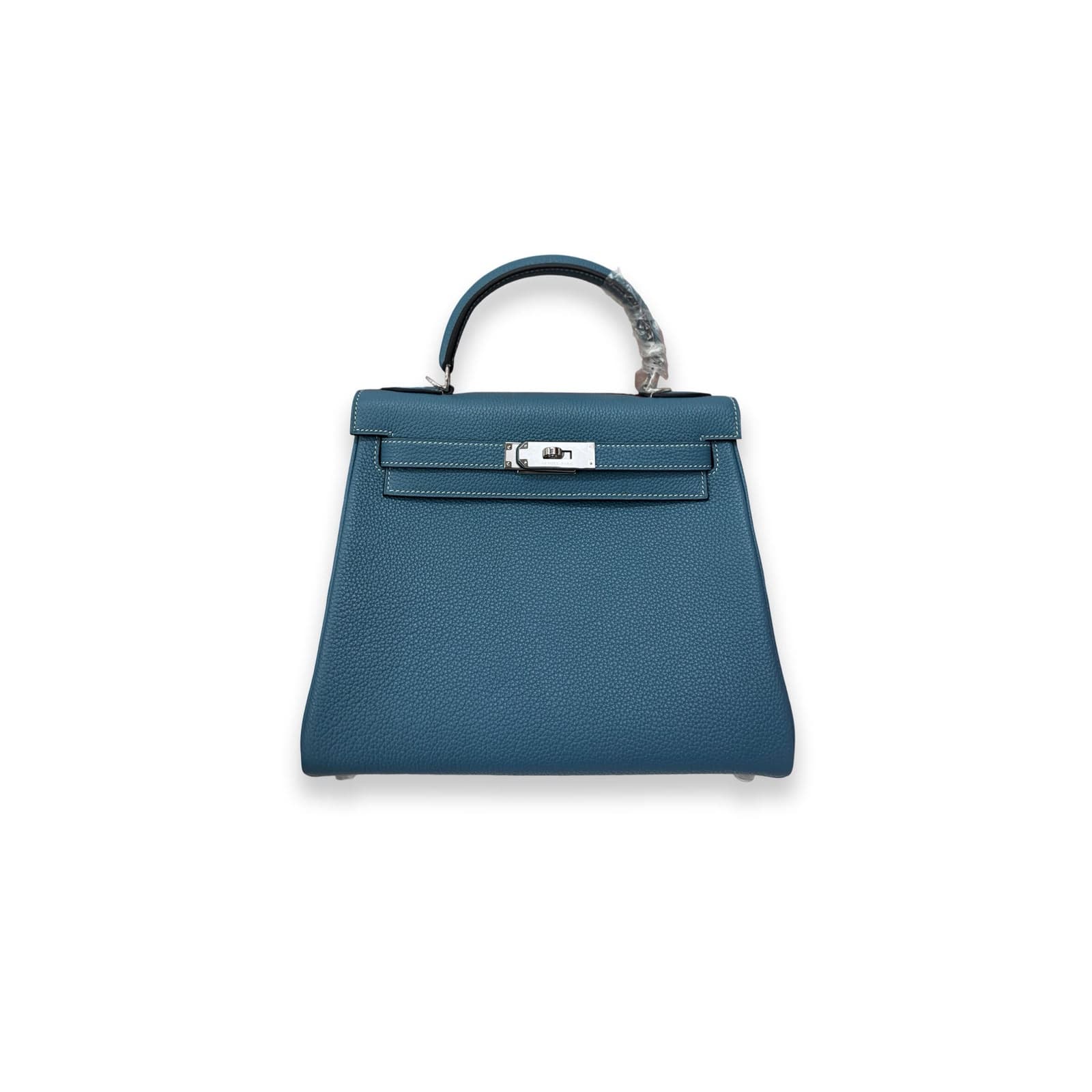 HERMÈS MASTER KELLY 28 DENIM BLUE SELLIER PALLADIUM (28 × 22 × 10 cm) — Bags
