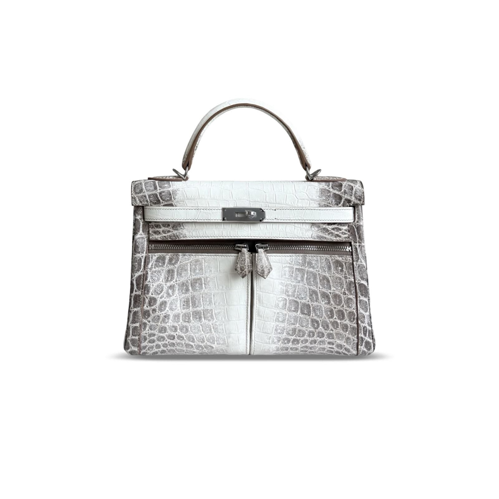 HERMÈS MASTER KELLY 28 MATTE HIMALAYAN NILOTICUS WITH PALLADIUM HARDWARE (28 × 22 × 10 cm) — Bags