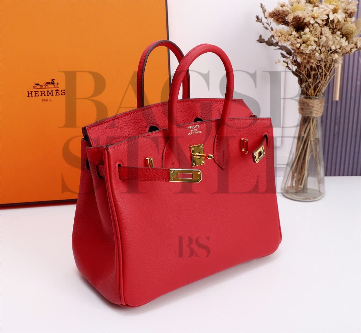 HERMES BIRKIN 25 TOGO ROUGE DE COEUR PALLADIUM HARDWARE (25*20*13cm) — Bags