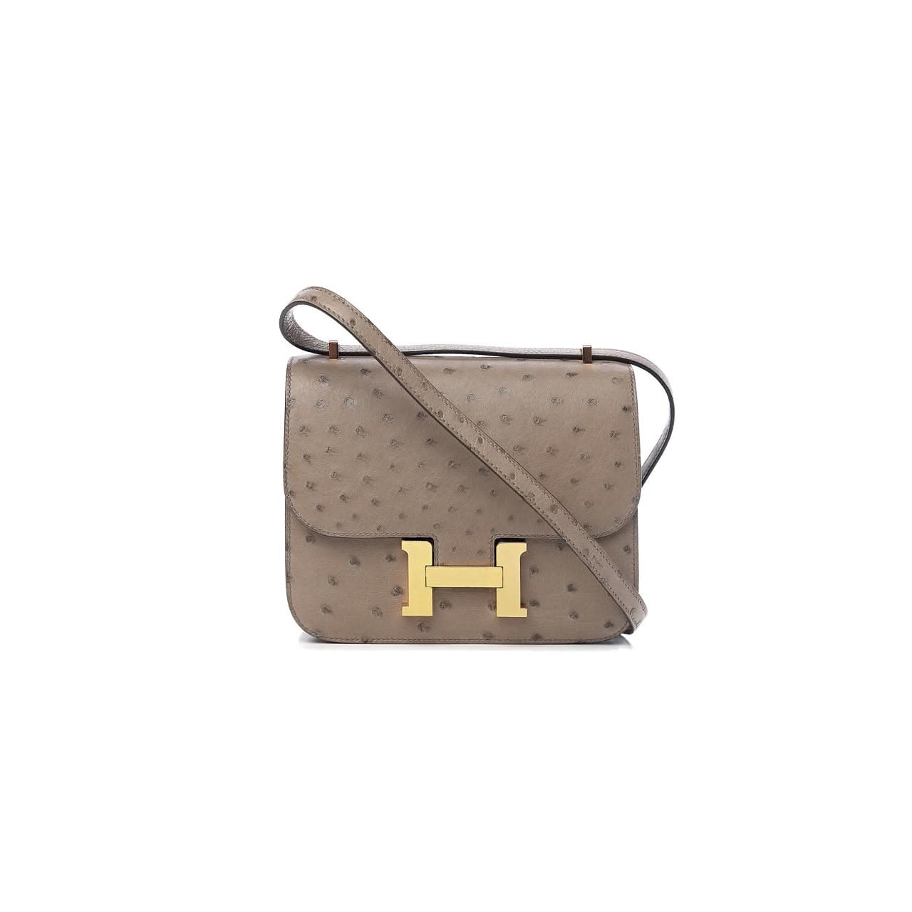 HERMES MASTER CONSTANCE 18 OSTRICH GRIS ASPHALTE (19*15*4cm) — Bags