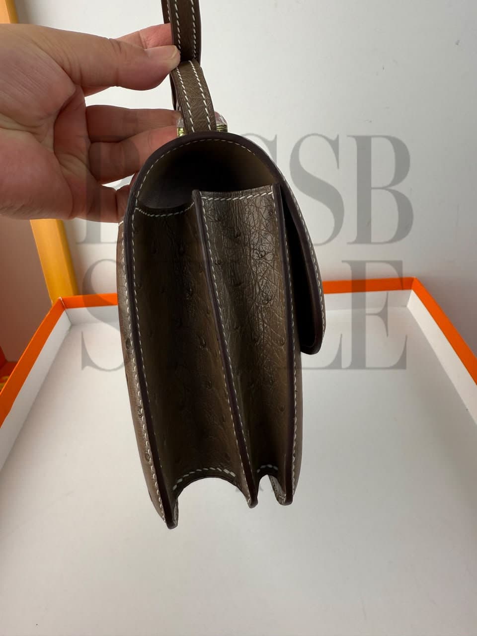 HERMES MASTER CONSTANCE 18 OSTRICH GRIS ASPHALTE (19*15*4cm) — Bags