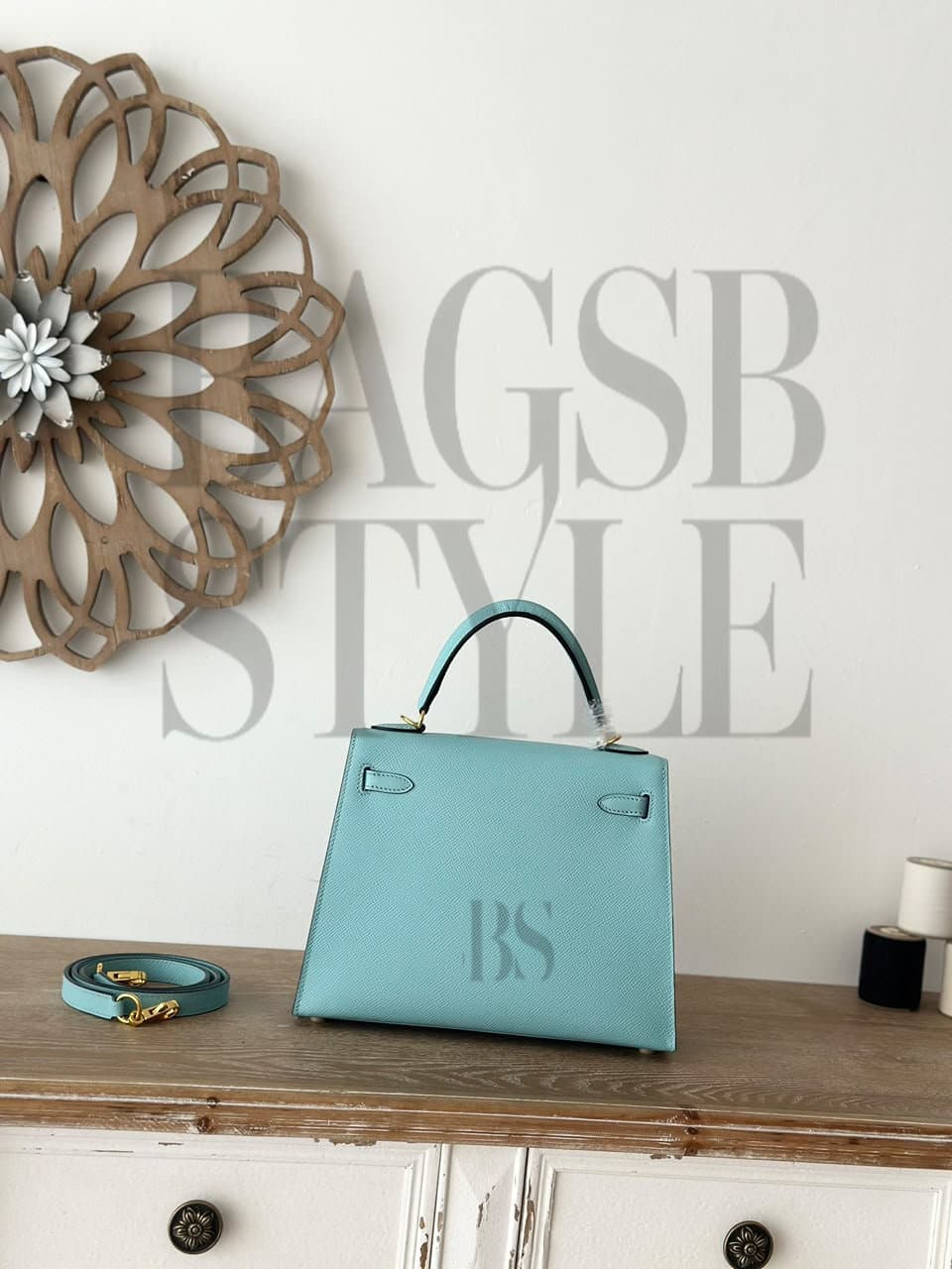 HERMES MASTER KELLY 28 SELLIER EPSOM BLEU ATOLL PALLADIUM HARDWARE (28*22*10cm) — Bags