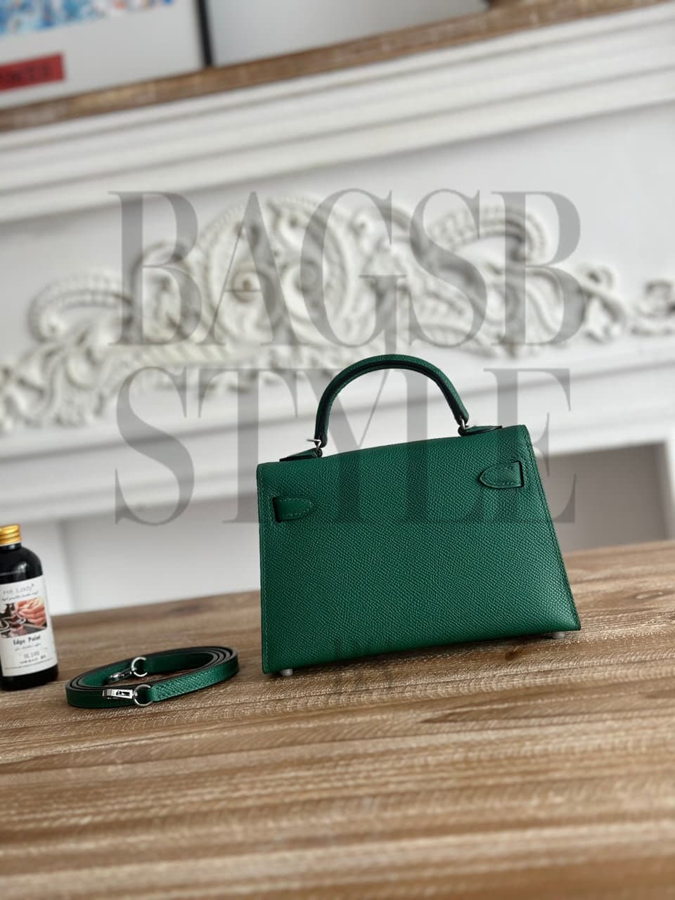 HERMES MINI KELLY II EPSOM VERT FONCÉ PALLADIUM HARDWARE (19*12*5.5cm) — Bags
