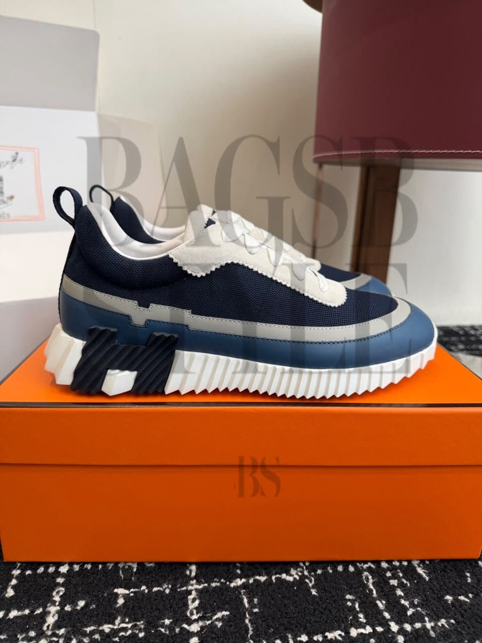 HERMu00c8S PARIS BOUNCING SNEAKER BLUE GREY WHITE H242796ZHI2435 — Shoes