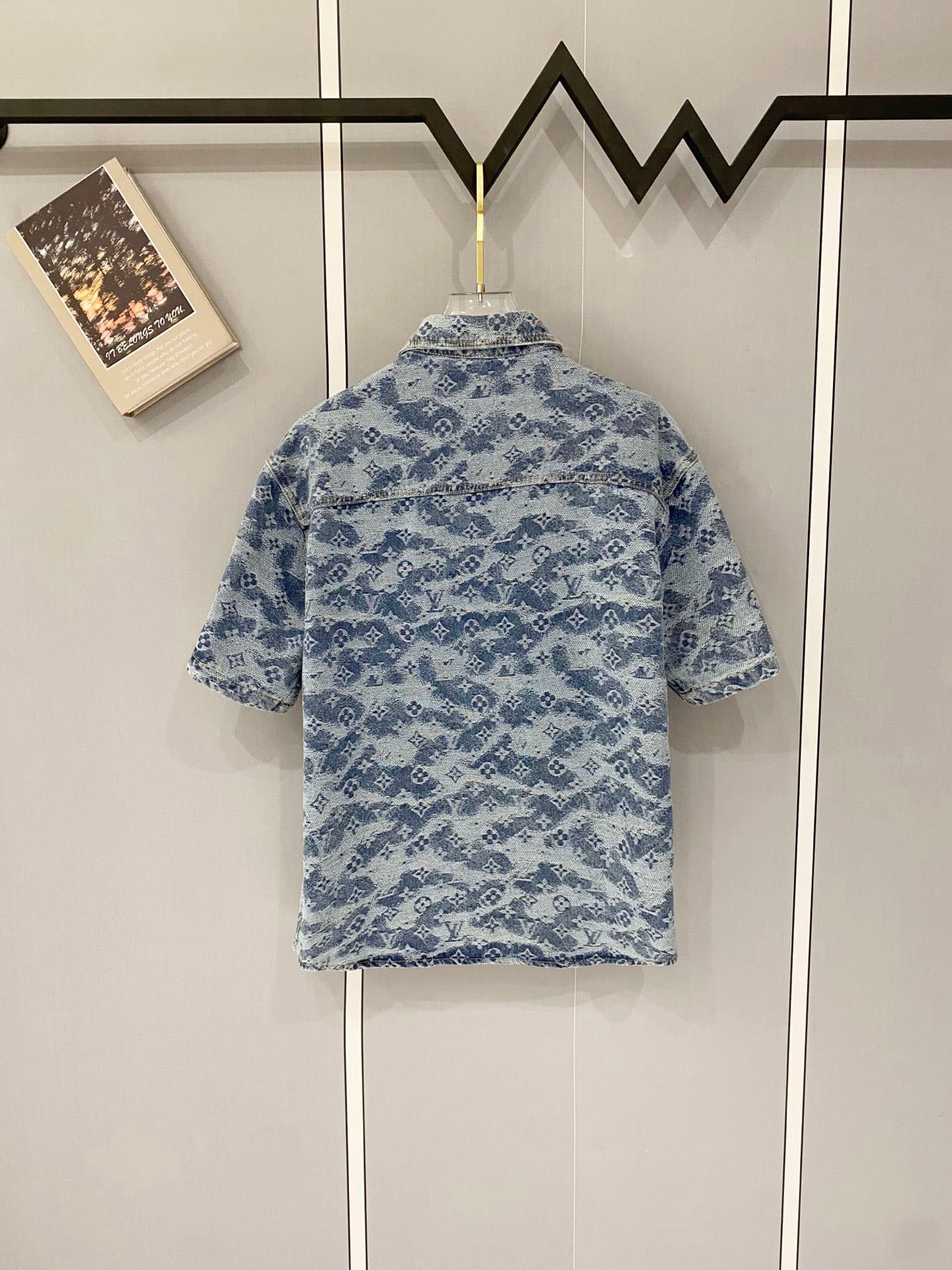 Louis Vuitton 2026SS Monogram Jacquard Denim Set – Premium Washed Grey Unisex Shirt & Shorts — Clothes