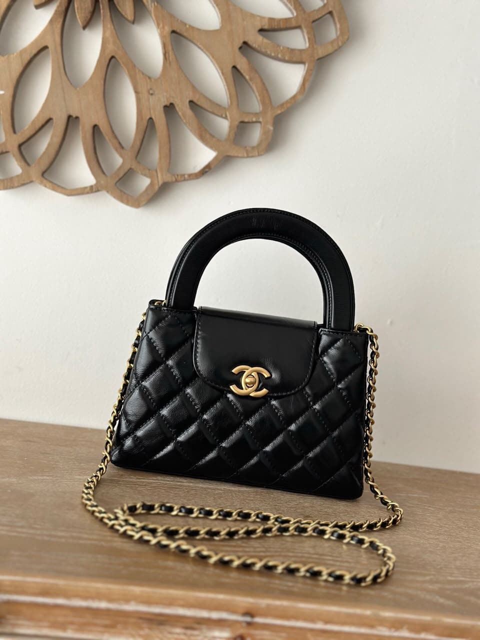 mini Quilted Top Handle Bag &