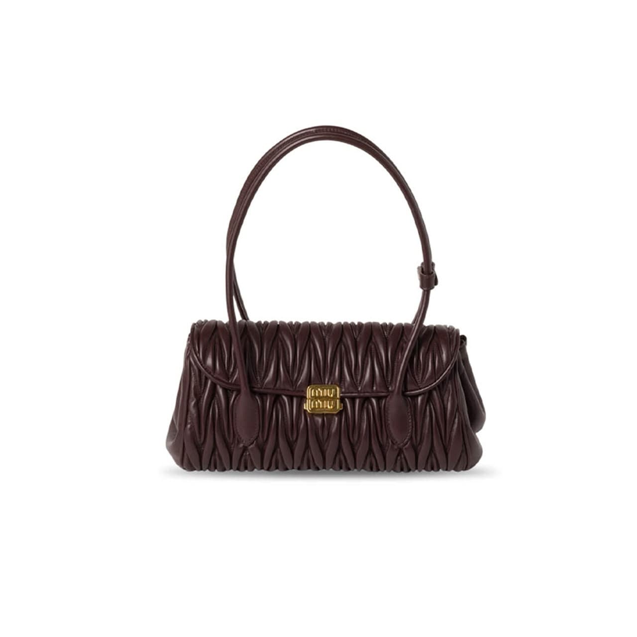 MIU MIU BLACK MATELASSÉ NAPPA LEATHER SHOULDER BAG 5BD265 (28 × 15 × 11 cm) — Bags