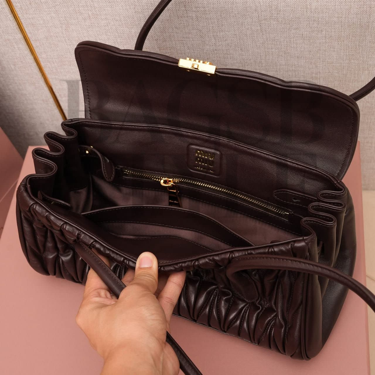 MIU MIU BLACK MATELASSÉ NAPPA LEATHER SHOULDER BAG 5BD265 (28 × 15 × 11 cm) — Bags