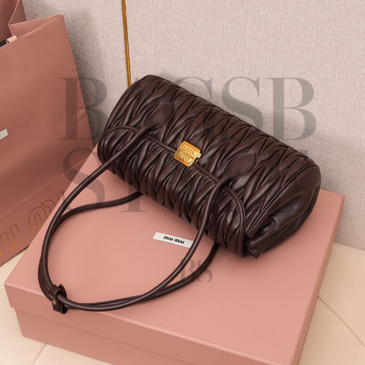 MIU MIU BLACK MATELASSÉ NAPPA LEATHER SHOULDER BAG 5BD265 (28 × 15 × 11 cm) — Bags