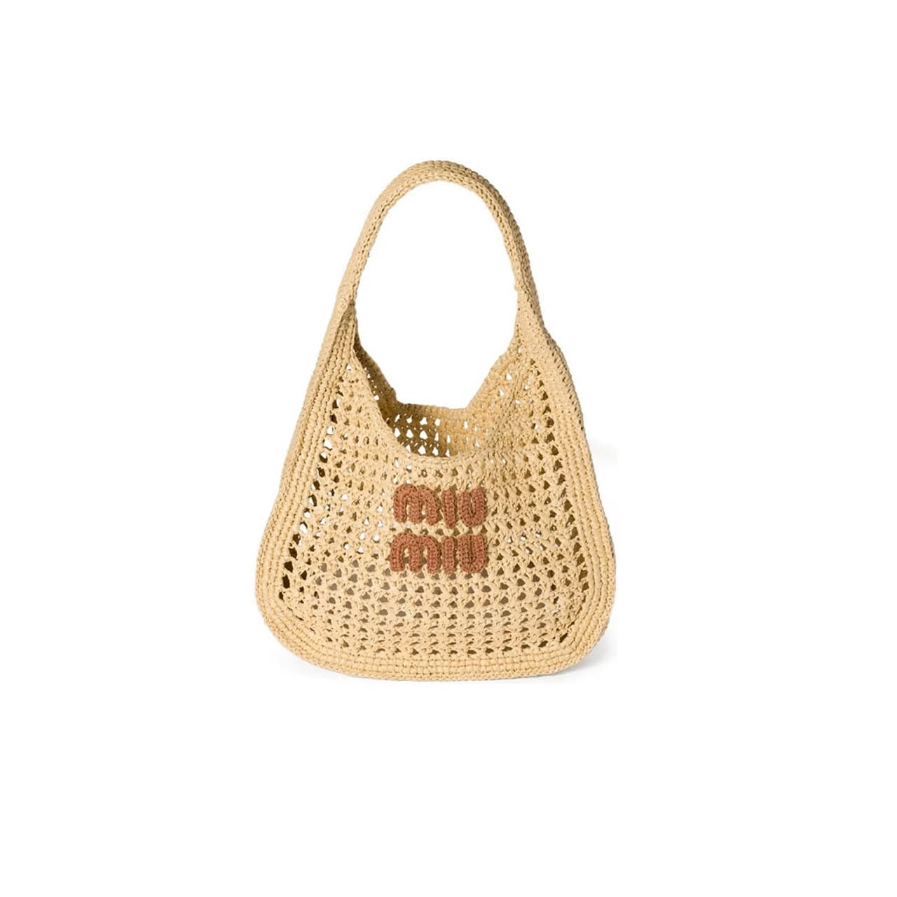 MIU MIU CROCHET-KNIT HANDBAG 5BC116 (44 × 31.5 × 8 cm) — Bags