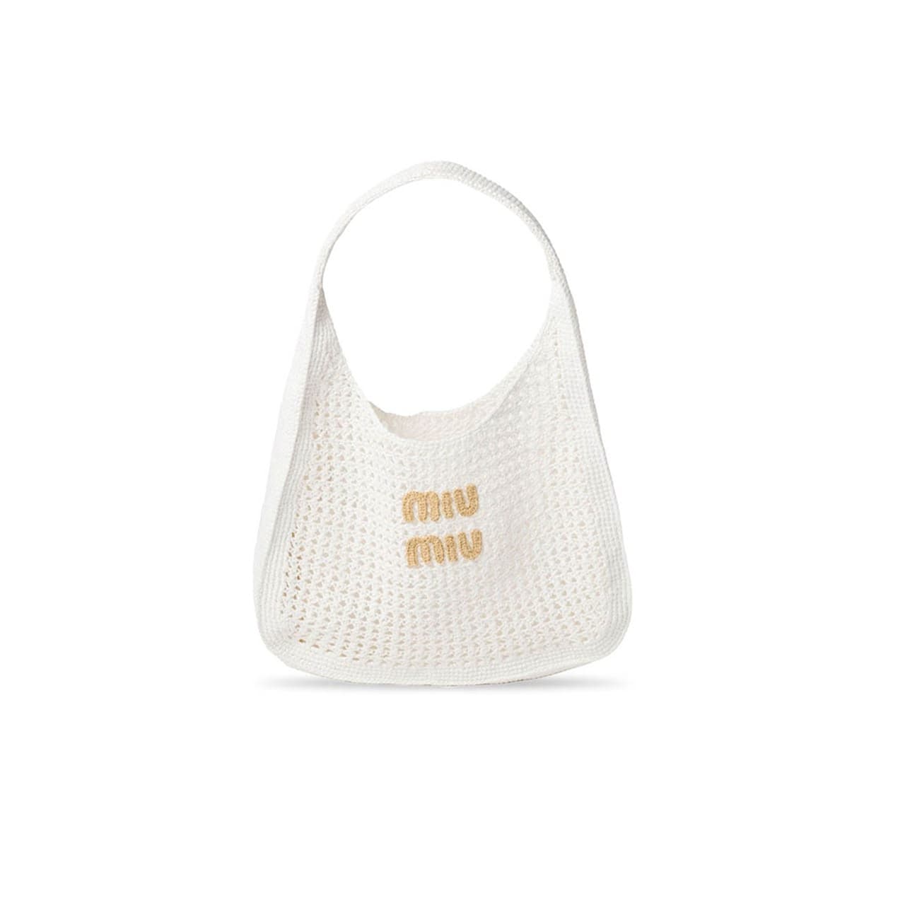MIU MIU CROCHET-KNIT HANDBAG 5BC116 (44 × 31.5 × 8 cm) — Bags