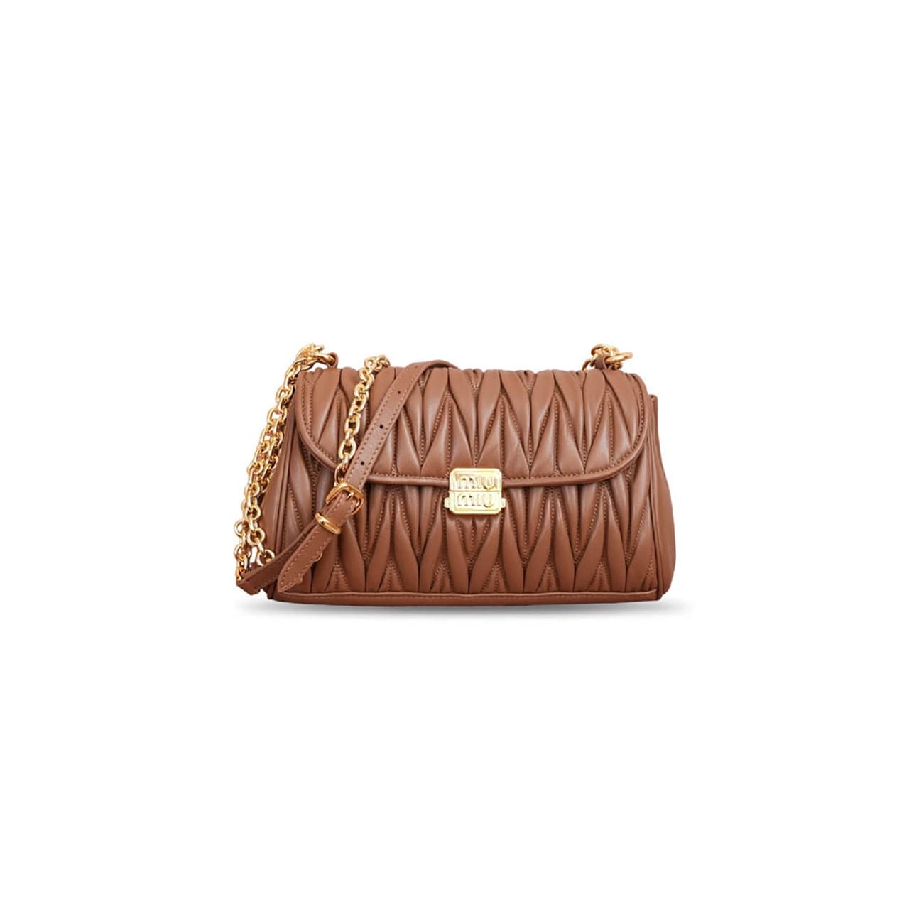 MIU MIU NAPPA MATELASSE SHOULDER BAG BLACK 5BD266 (24 × 13.5 × 9 cm) — Bags