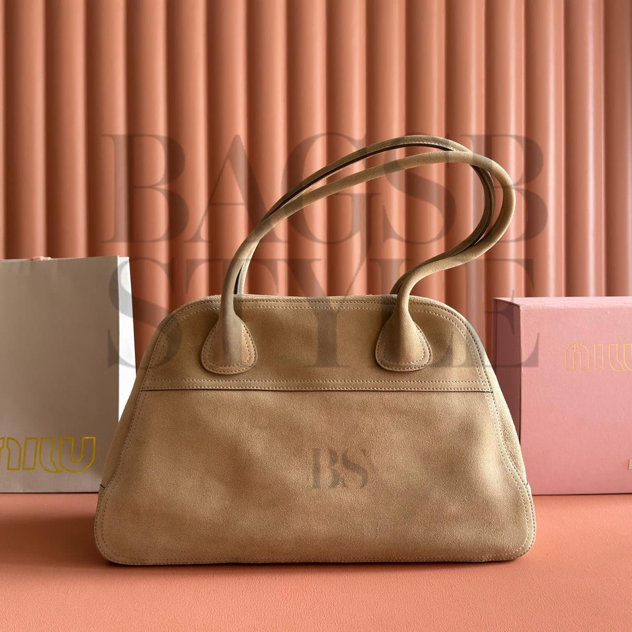 MIU MIU VIVANT SUEDE BAG 5BB196 (40*24*13cm) — Bags