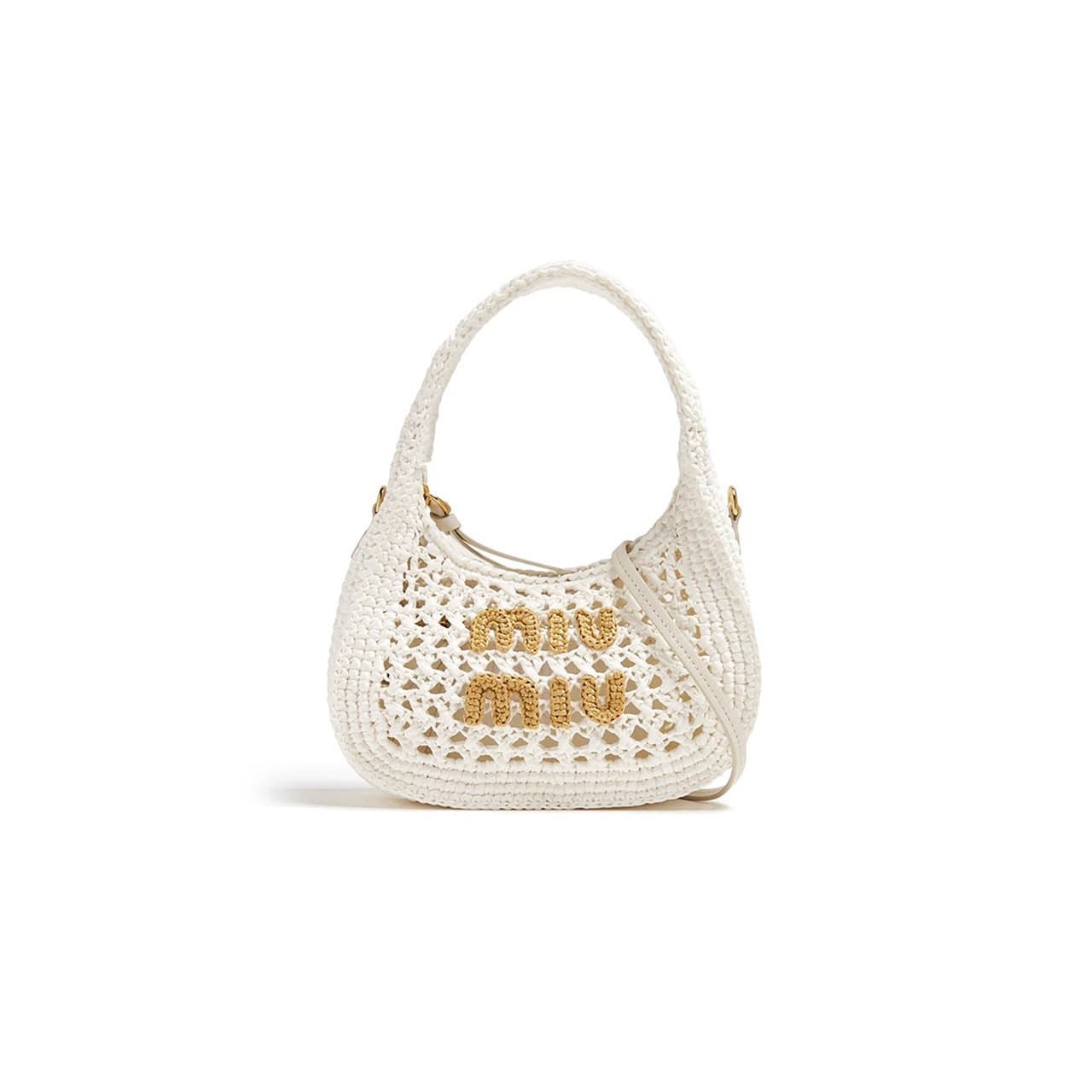 MIU MIU WANDER RAFFIA HOBO BAG 5BC125 (20 × 17 × 6 cm) — Bags