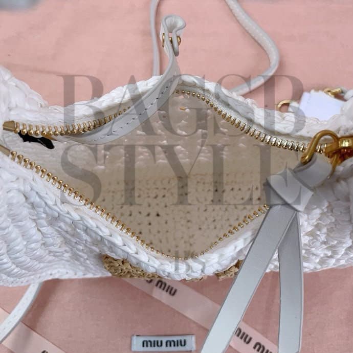 MIU MIU WANDER RAFFIA HOBO BAG 5BC125 (20 × 17 × 6 cm) — Bags