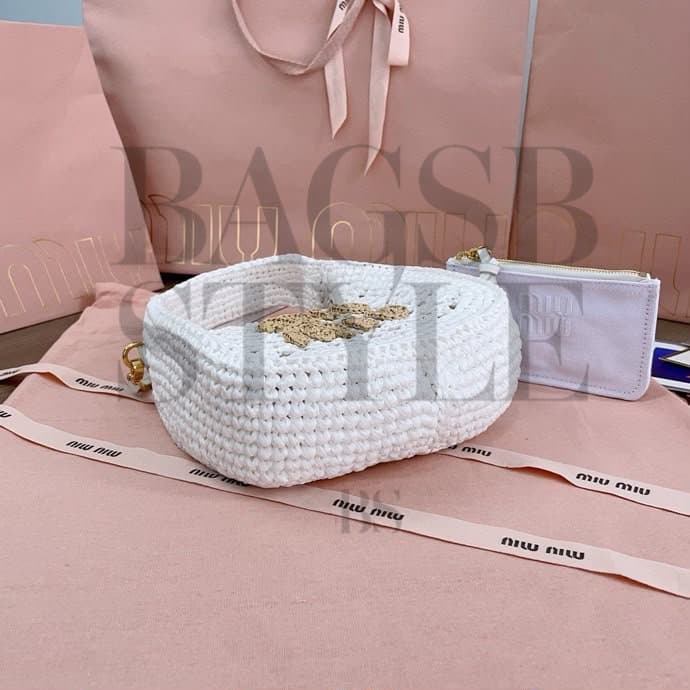 MIU MIU WANDER RAFFIA HOBO BAG 5BC125 (20 × 17 × 6 cm) — Bags