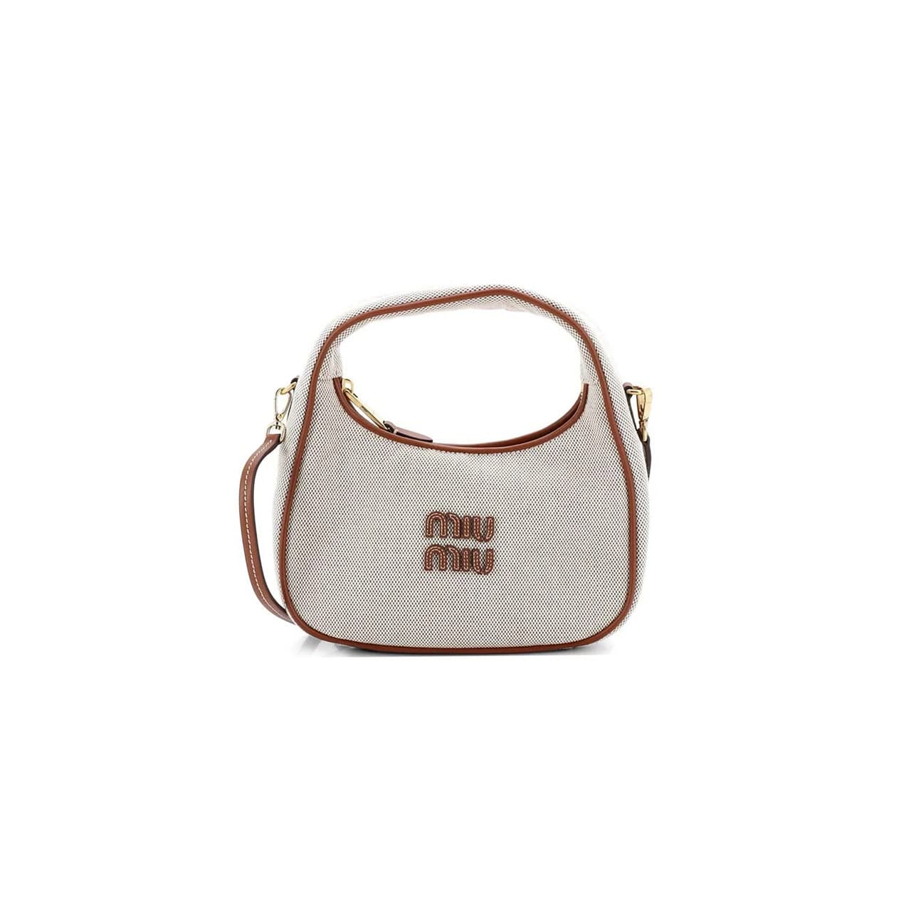 MIU MIU WONDER HOBO SMALL CANVAS SHOULDER BAG 5BC125 (20*13*7cm) — Bags