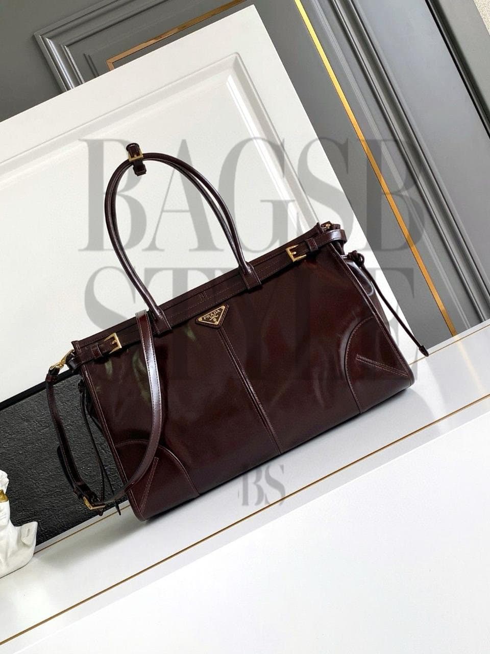 PRADA BONNIE LARGE LEATHER HANDBAG 1BA433 (38*24*12cm) — Bags