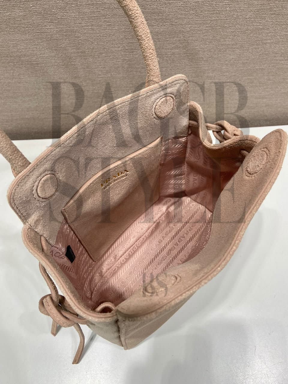 PRADA CARRY SUEDE MINI HANDBAG 1BA496 (21*19*7cm) — Bags