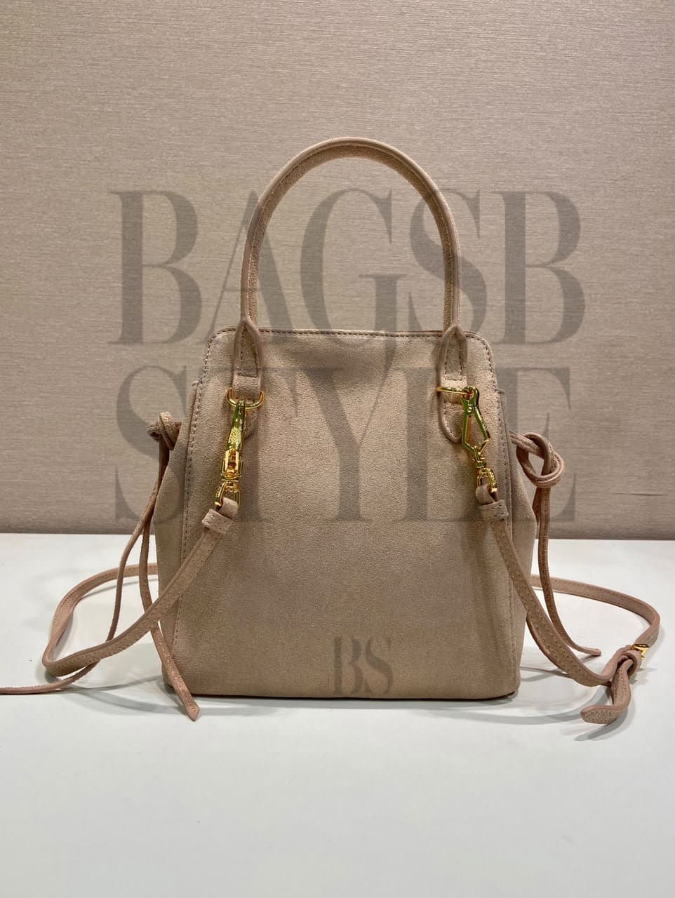 PRADA CARRY SUEDE MINI HANDBAG 1BA496 (21*19*7cm) — Bags