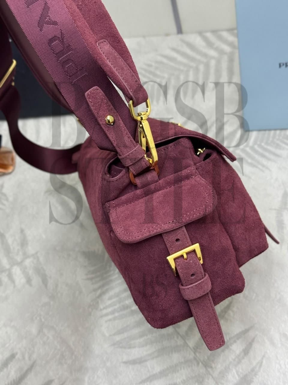 PRADA EXPLORE MEDIUM SUEDE LEATHER SHOULDER BAG 1BD394 (30 × 14 × 10 cm) — Bags