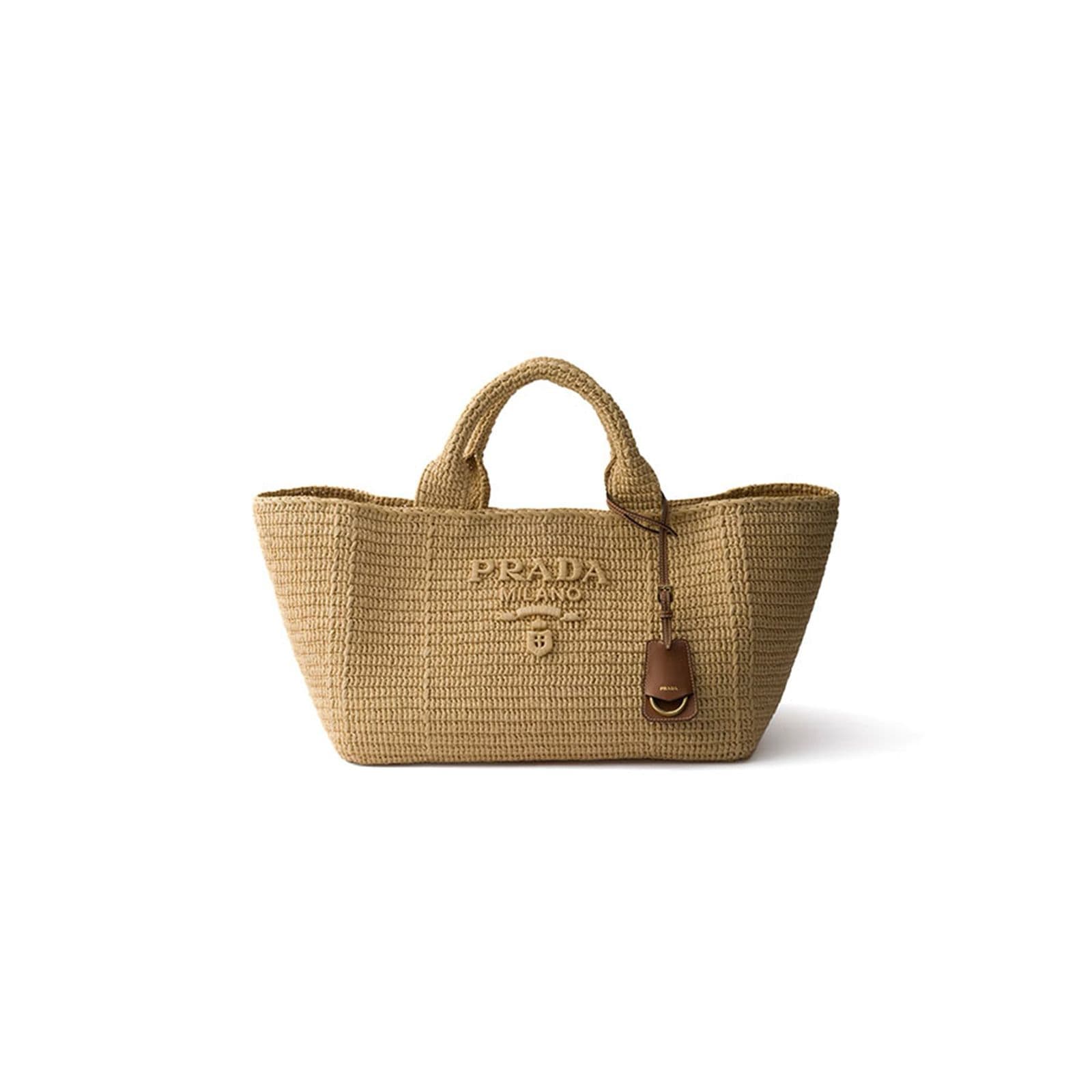 PRADA LARGE CROCHET TOTE BAG WITH LEATHER DETAILS 1BG635 (35*23.5*22cm) — Bags
