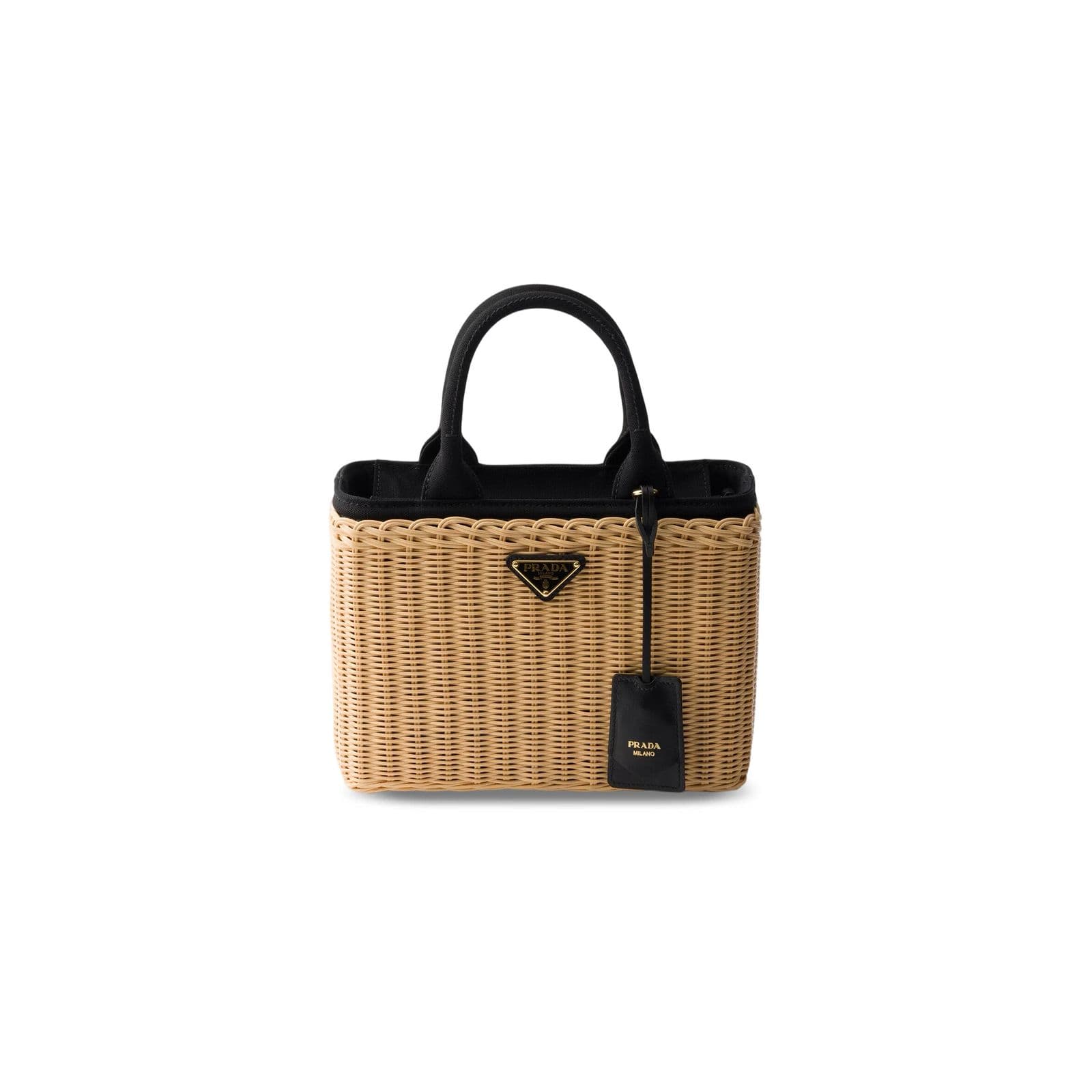PRADA MEDIUM WICKER AND CANVAS TOTE BAG 1BG835 (26*18*11.5cm) — Bags