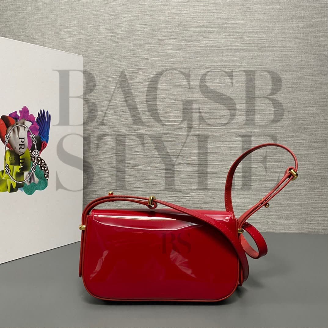 PRADA PATENT LEATHER SHOULDER BAG 1BD339 (20.5*10.5*4cm) — Bags