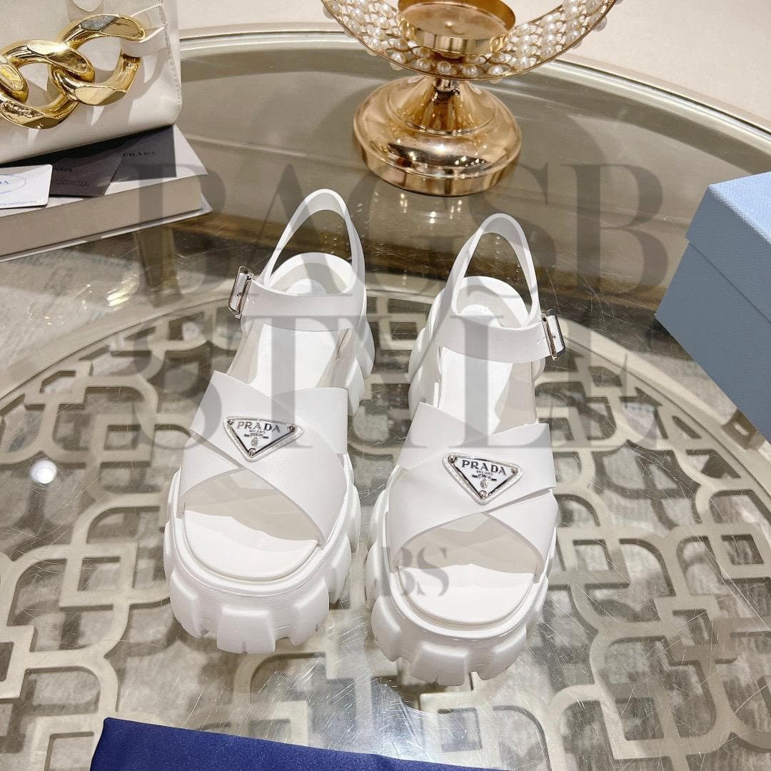prada Sandali Monolith Da Donna Di Colore Bianco